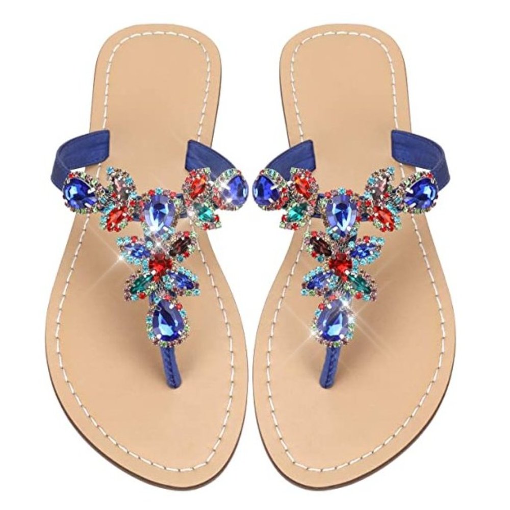 NEW Sparkling Bling Swarovski Crystal Rhinestone Sandals Beach Wedding S… - Picture 11 of 16